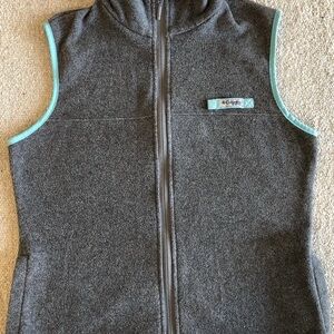COLUMBIA PFG Fleese Vest, Gray with Blue Trim, Women’s, Size S, With pockets!